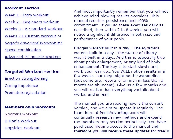 Workout Section of Penis Advantage Program