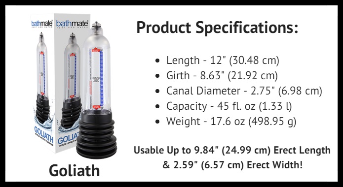 BathMate Goliath product specifications