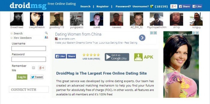 DroidMSG website for dating