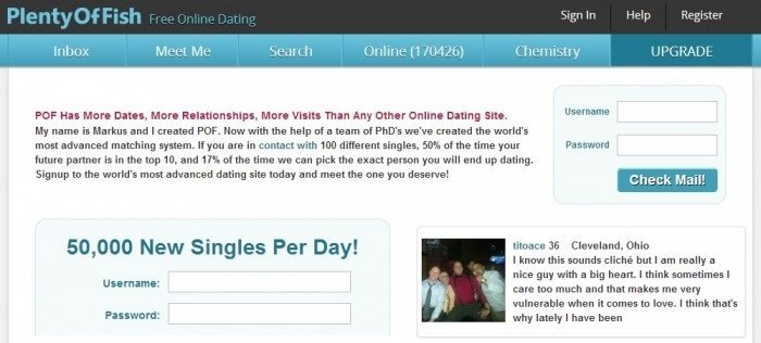 plenty of fish dating site free search