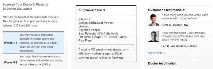 ingredients from official vimax website
