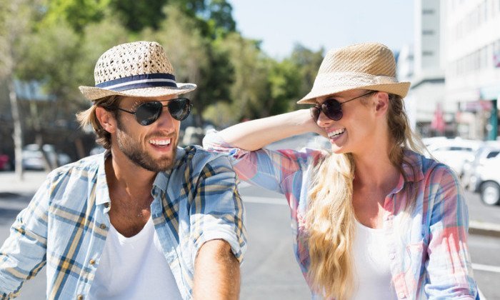 attractive couple smiling