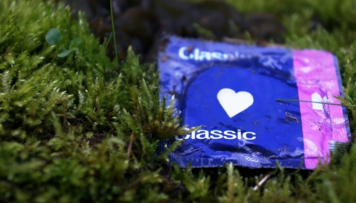 condom on moss