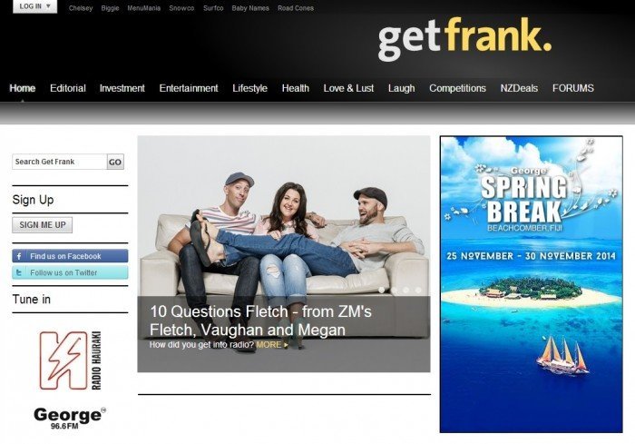 homepage of Get Frank