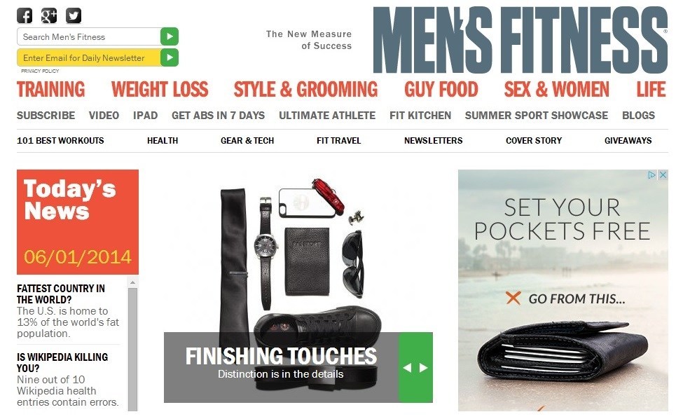 image of Mens Fitness website