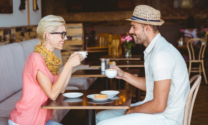 couple talking on coffee