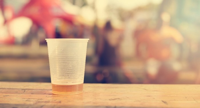 plastic cup with beer