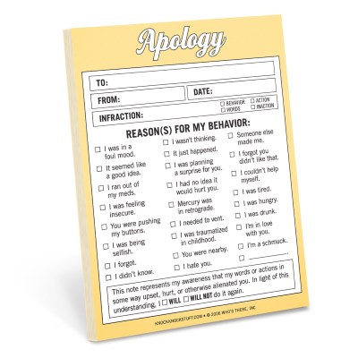 Apology notepad