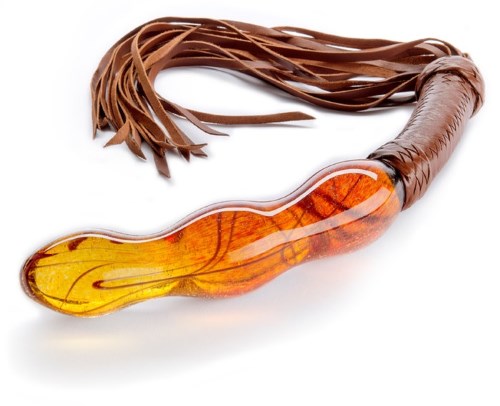 glass dildo with leather whip