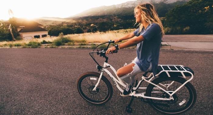 hipster woman on bike