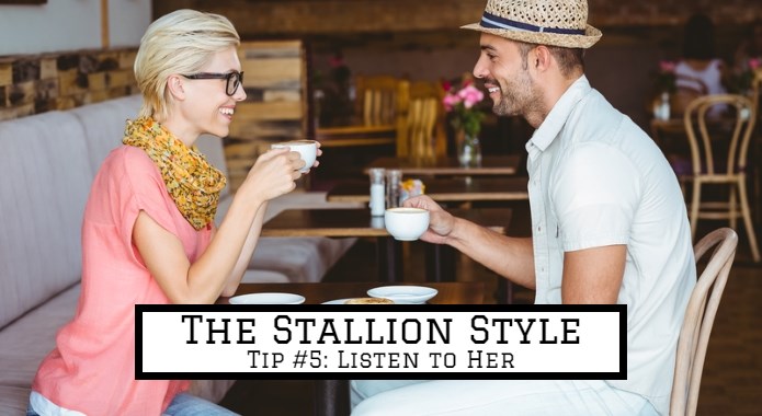 man listening to woman over coffee