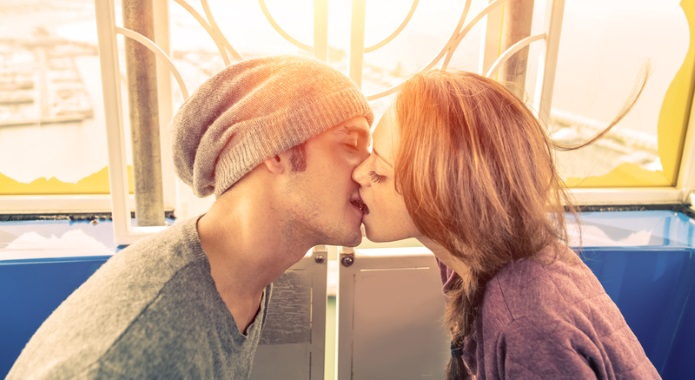 young couple kissing