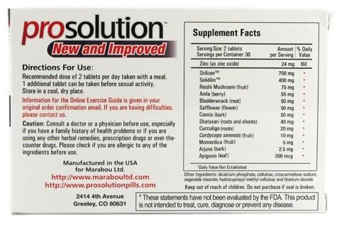 back label of prosolution pills